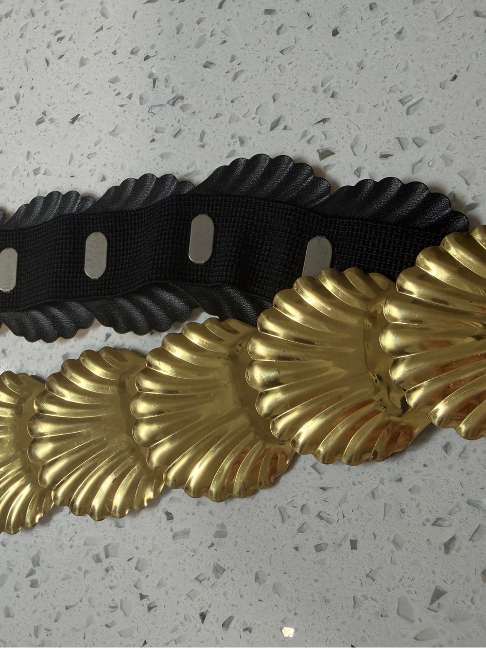 Vintage Gold Seashell Belt Concho Stretch Elastic Deadstock Coastal Boho - Picture 5 of 8